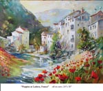 Poppies at Lodeve, France, Oil on Canvas